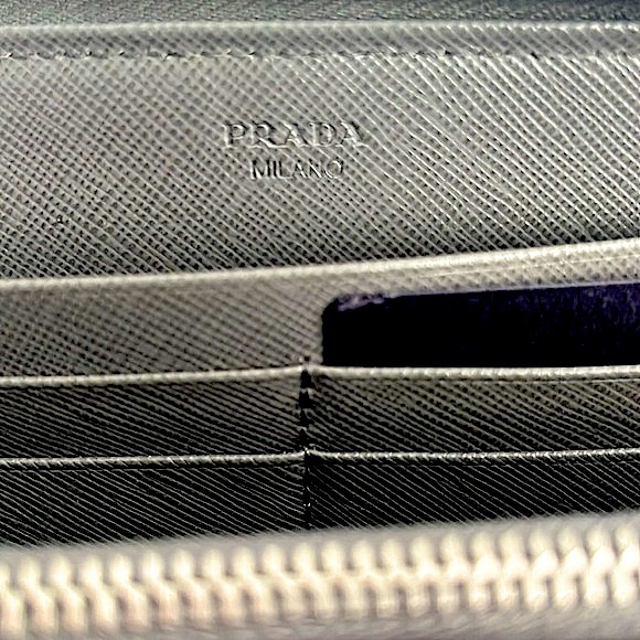 Prada Grey Leather Saffiano Zippy Wallet - Picture 8 of 11
